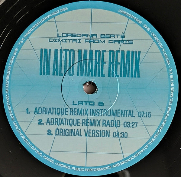 Loredana Bertè, Dimitri From Paris "In Alto Mare (Remix)"