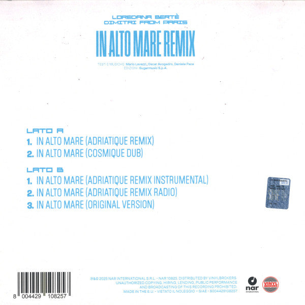 Loredana Bertè, Dimitri From Paris "In Alto Mare (Remix)"