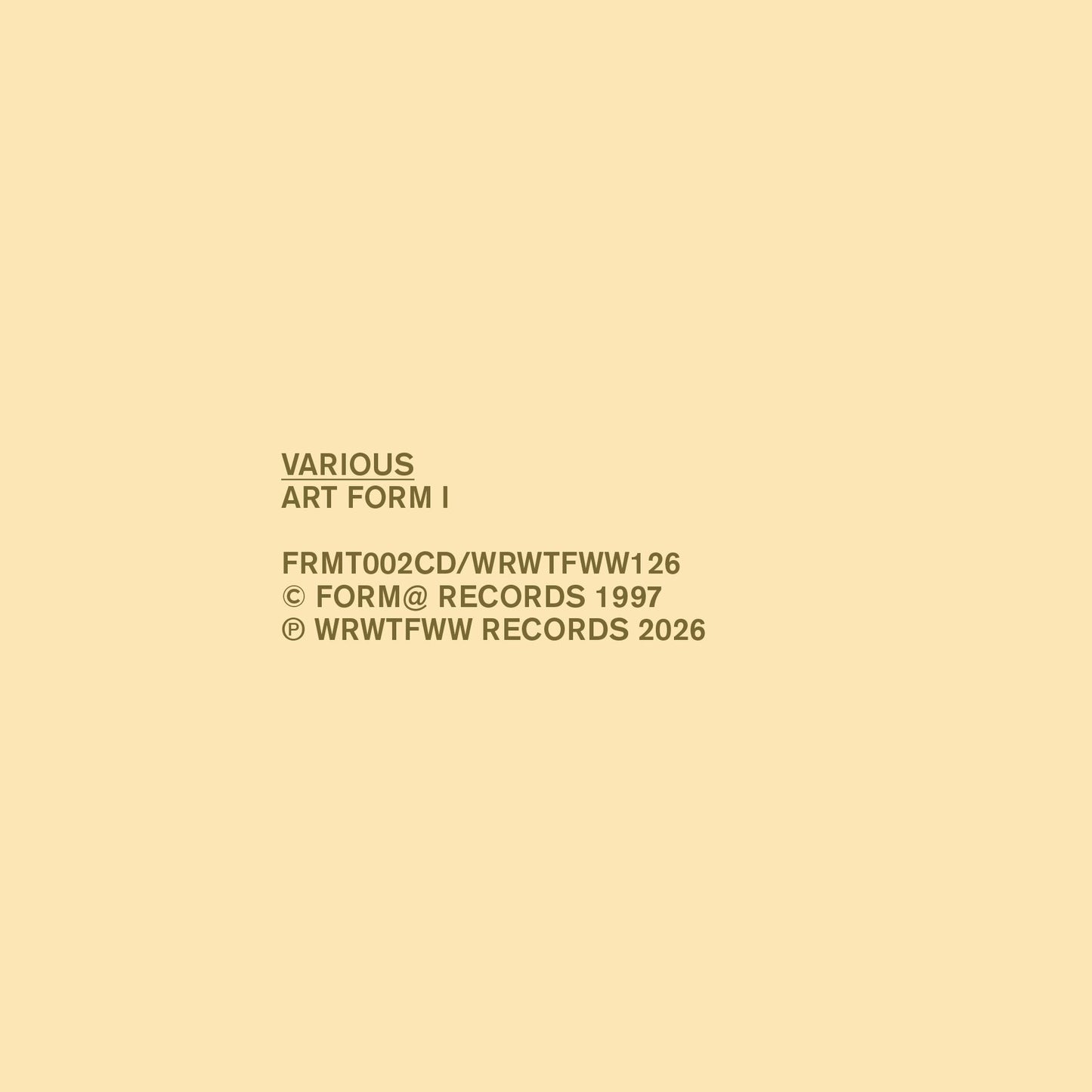 Various Artists "Art Form 1"