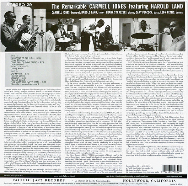 Carmell Jones Featuring Harold Land ‎"The Remarkable Carmell Jones" (Tone Poet Series)